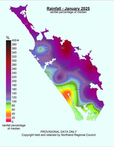 January 2025 Rainfall Median Percentages