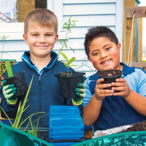 Children with plants