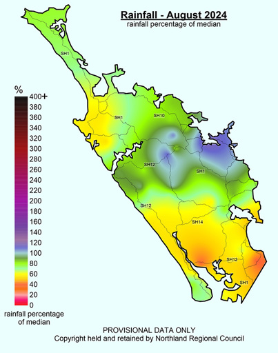 August 2024 Rainfall Median Percentage