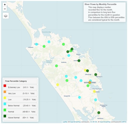 Monthly Percentile River Flows For August 2024