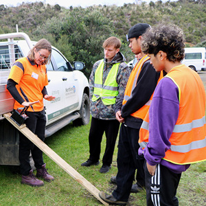 Demonstrating trap setting to students