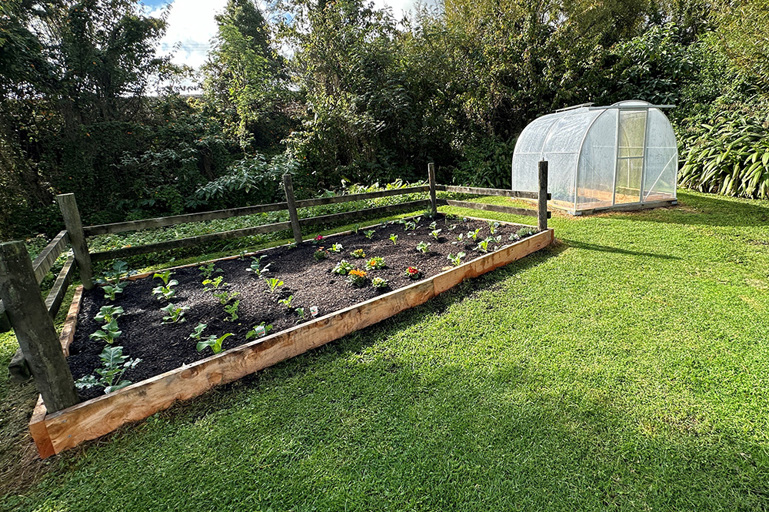 The new raised garden and polytunnel