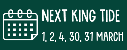 Next king tides are 1, 2, 4, 30, 31 March 2025.