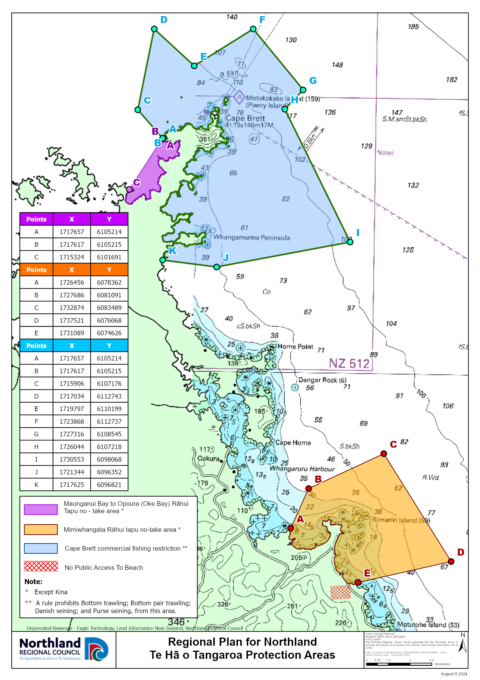 Open a PDF version of the Regional Plan for Northland - Te Hā o Tangaroa Protection Area map.