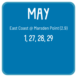 King tide dates 1, 27, 28, 29 May 2025.